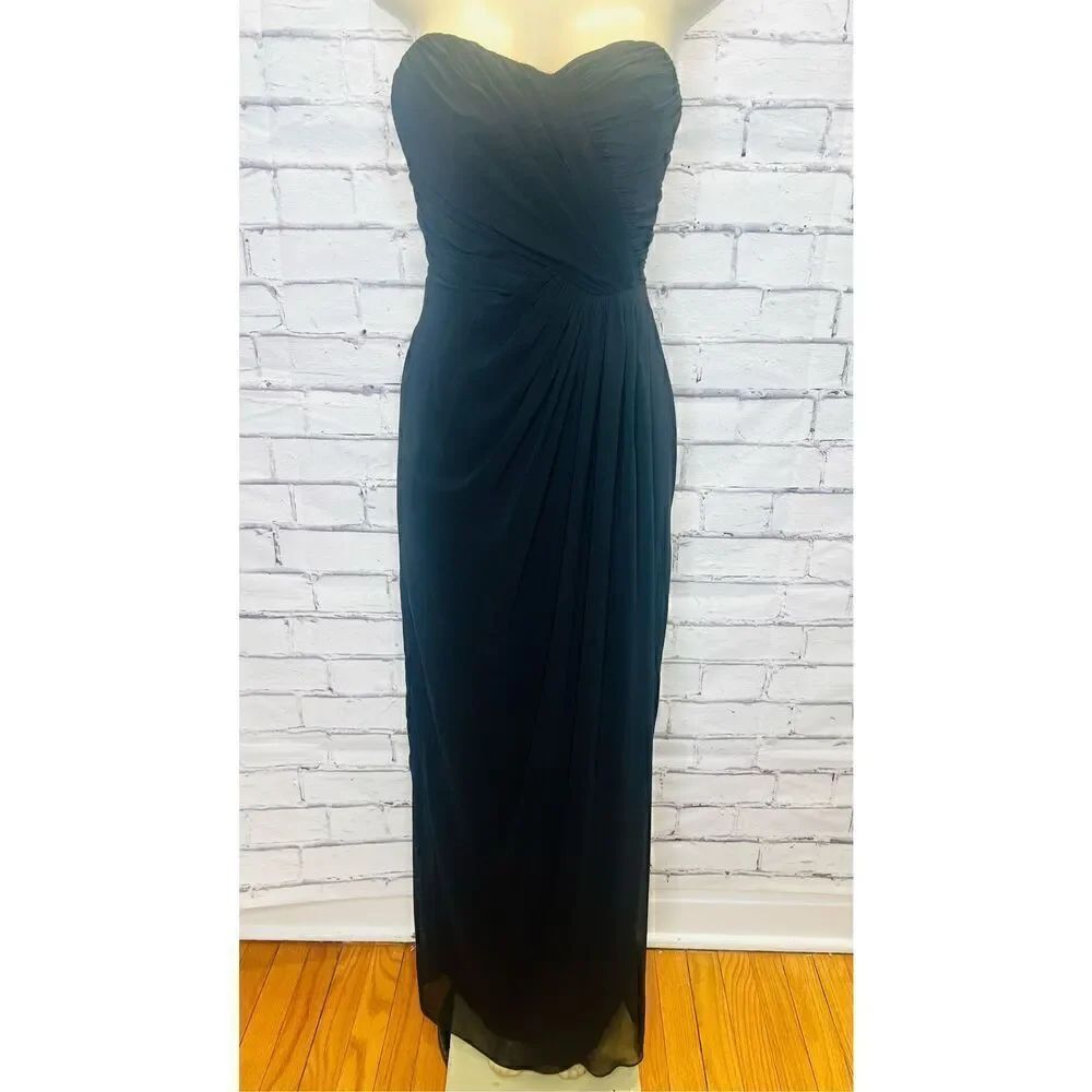 Dressy Collection Womens Black Ruched Sweetheart Neckline Strapless Gown Size 6